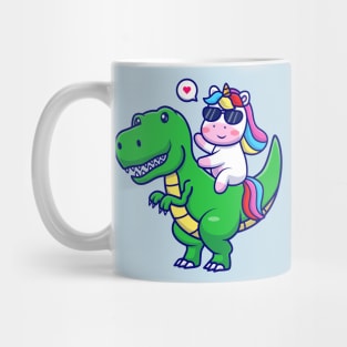 Cute Unicorn With Dino Cartoon Mug